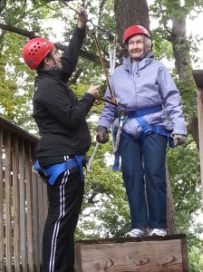 Ida, one day before her 82nd birthday, on a zip line.